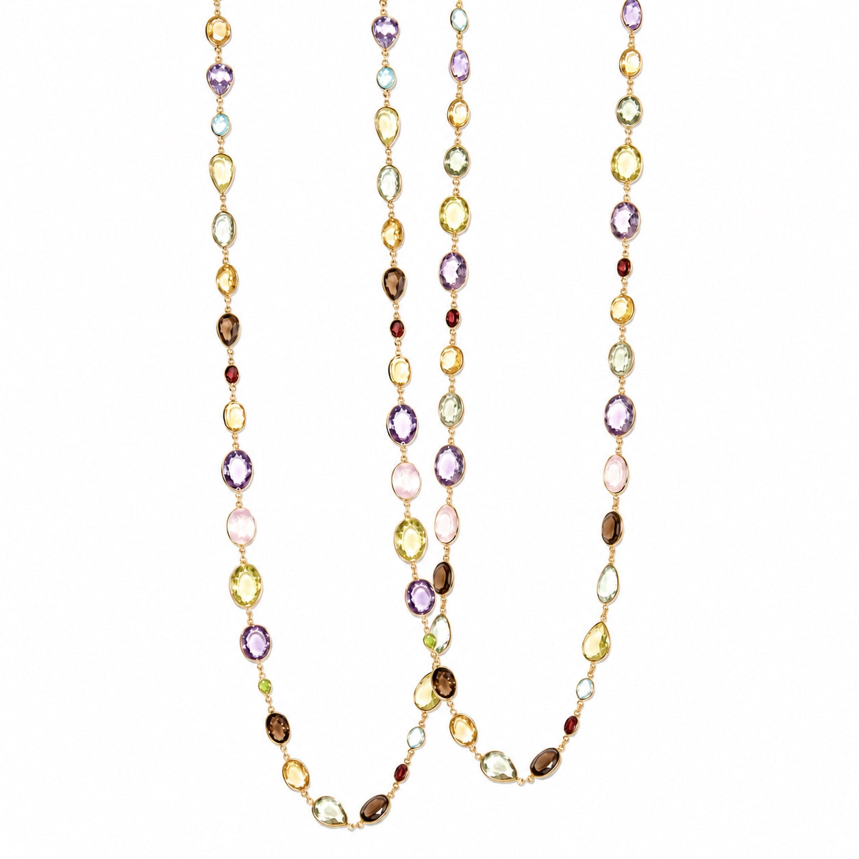 Bezel Set Multi Gemstone Necklace