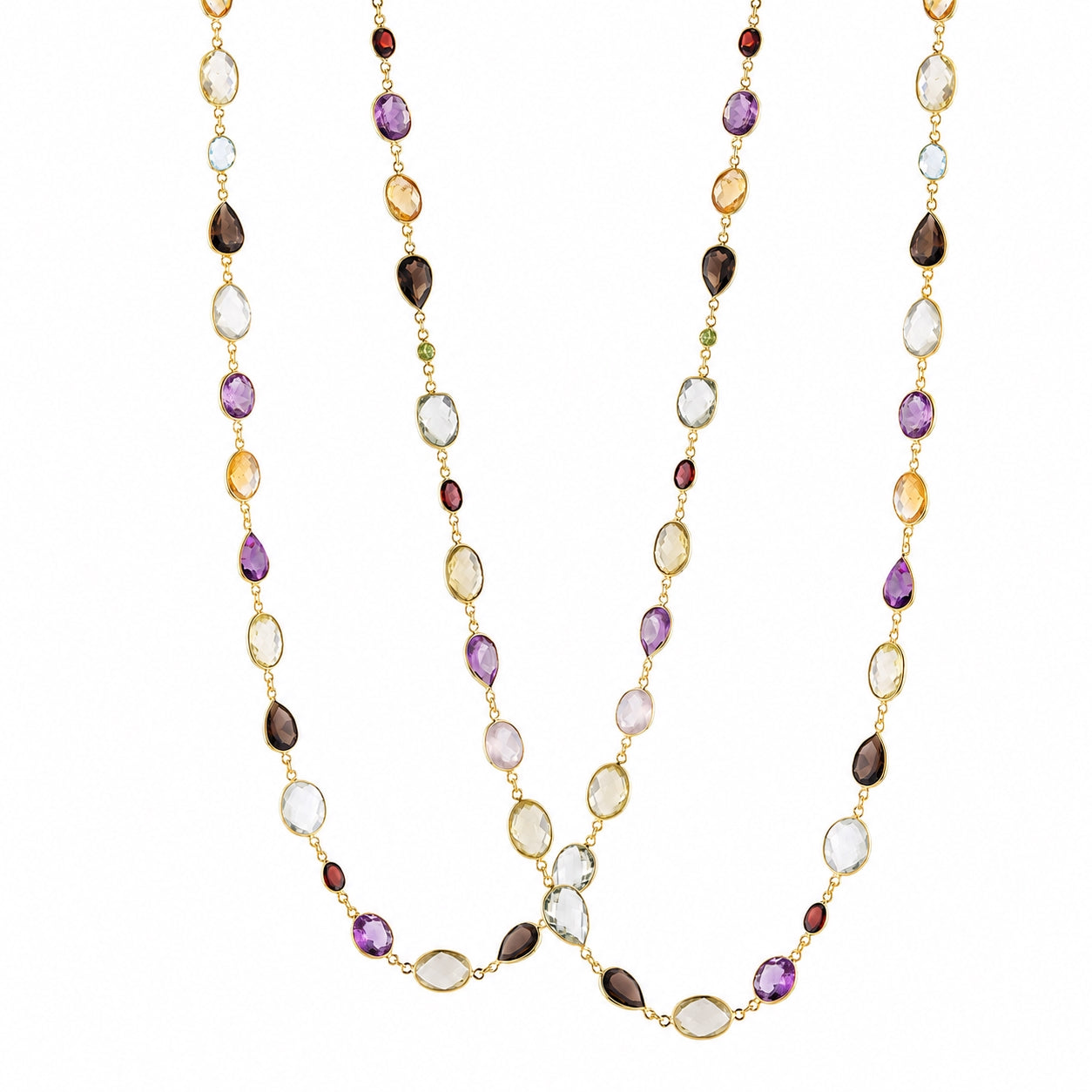 Bezel Set Multi Gemstone Necklace