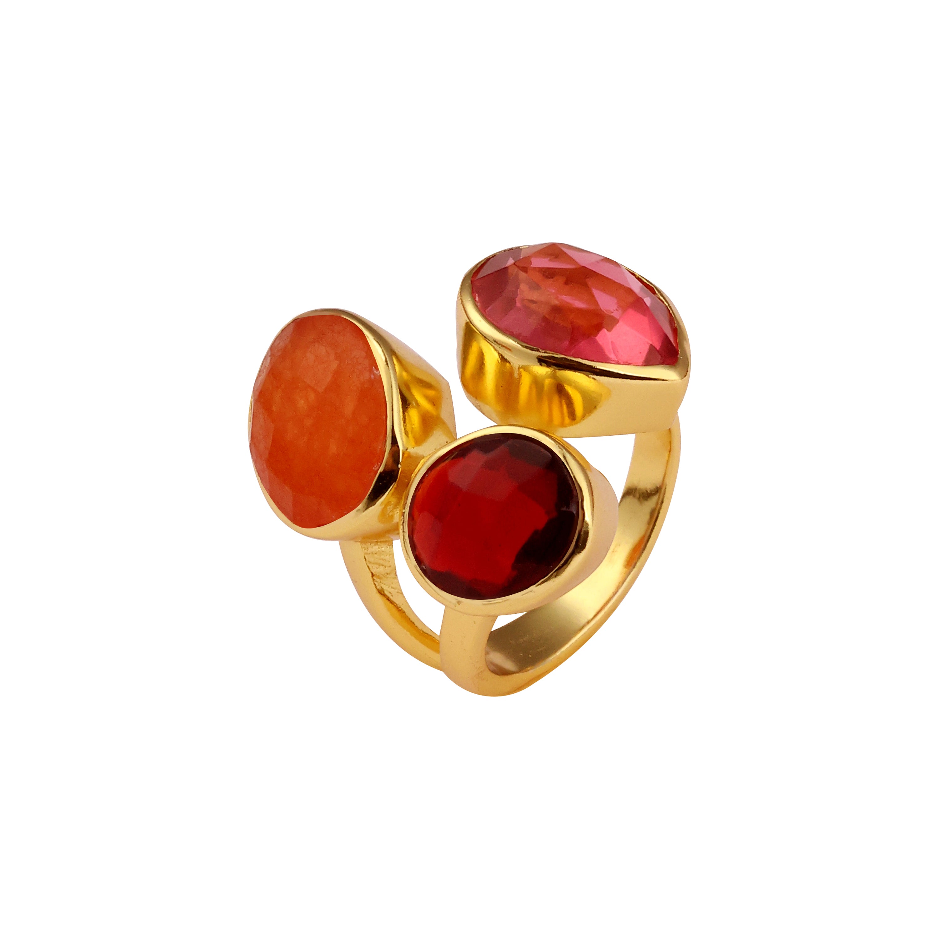 Open Ring in Indian Summer in Carnelian, gold plated, handcrafted gemstone rings Singapore