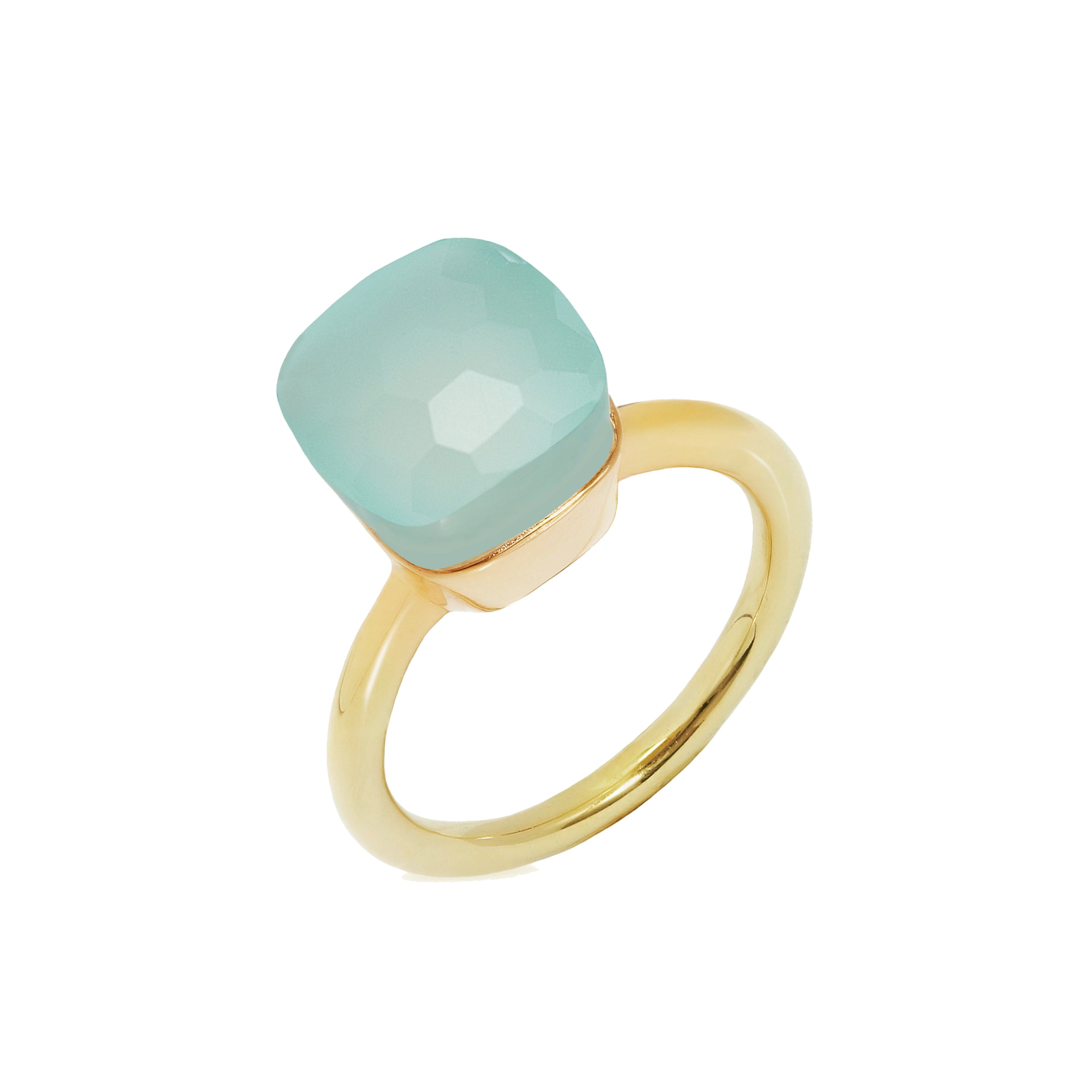 Naked Ring in Aqua Chalcedony in Aqua Chalcedony, gold plated, handcrafted gemstone rings Singapore