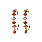 Earrings - Garnet Dangle Hoop