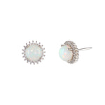 Earrings - Opal & White Topaz Studs
