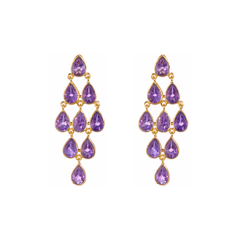 Earrings - Large Raindrop in Amethyst