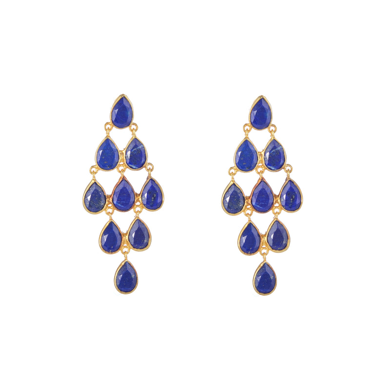 Earrings - Large Raindrop in Lapis Lazuli