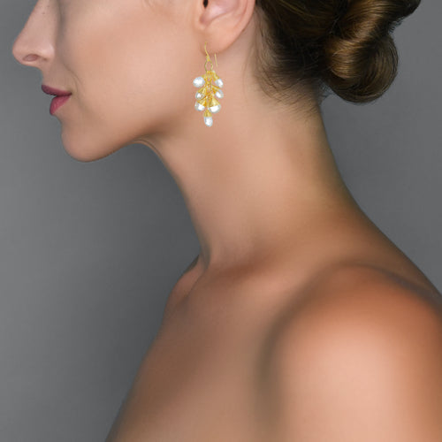 Earrings  - Clear Crystal Quartz & Opal Briolette