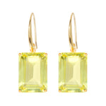 Earrings - Emerald cut Lemon Quartz drop