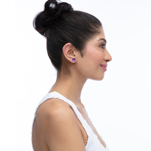 Earrings - Cushion Cut Amethyst Studs