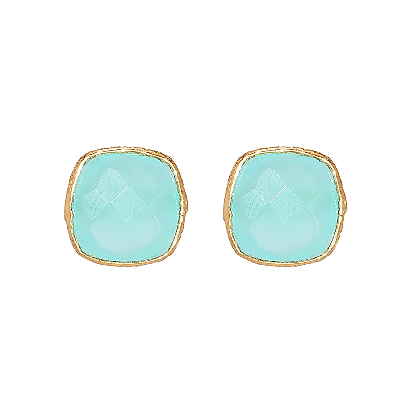 Earrings - Cushion Cut Chalcedony Studs
