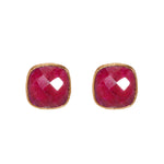 Earrings - Cushion Cut Ruby Studs