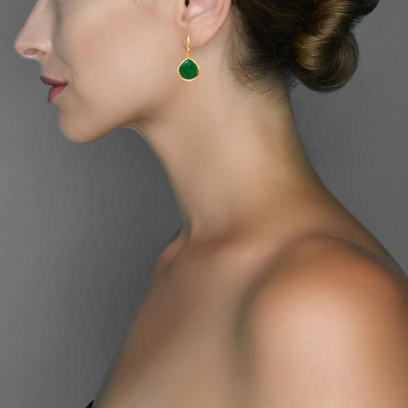 Earrings - Green Onyx Teardrops
