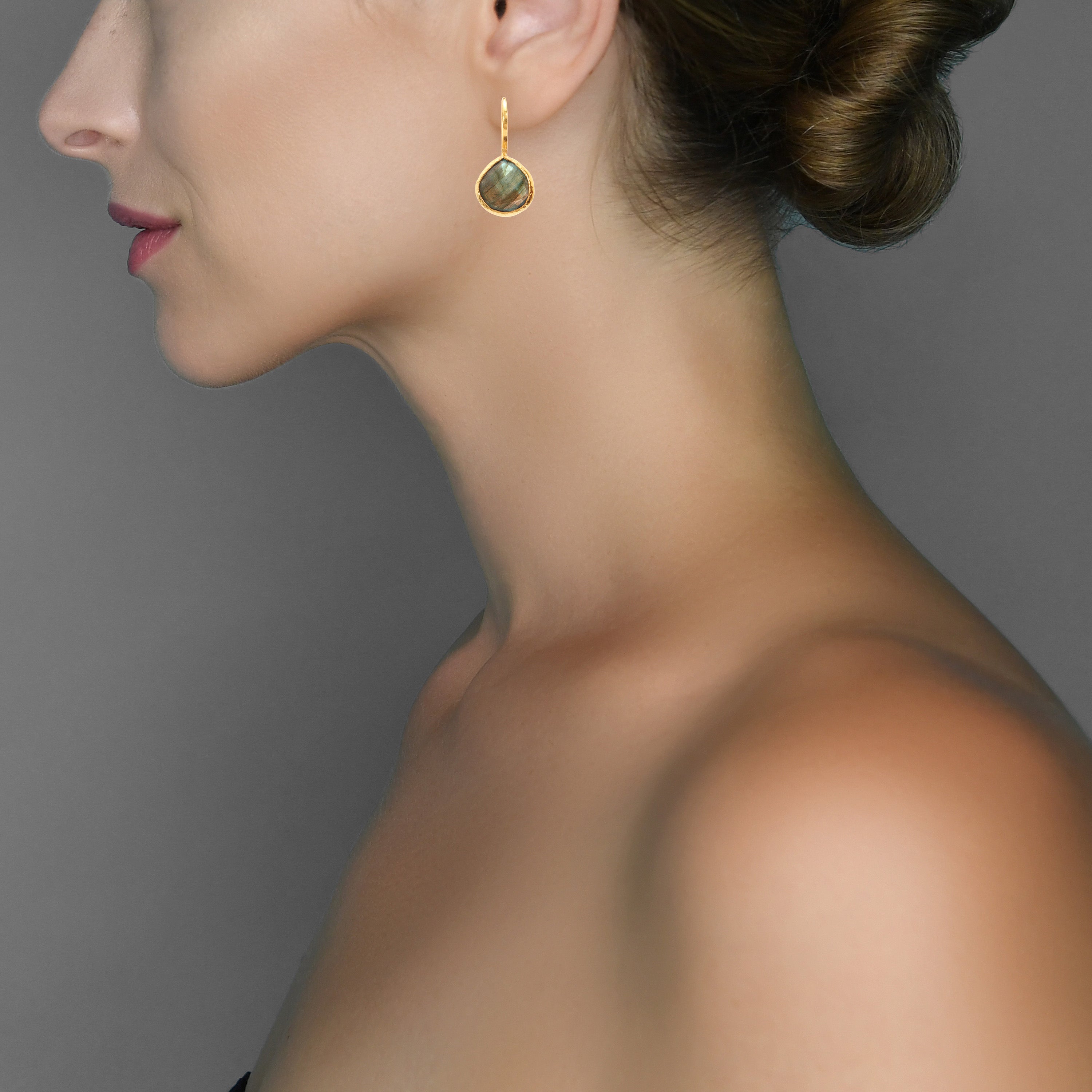 Teardrop Earrings in Labradorite in Labradorite, gold plated, handcrafted gemstone earrings Singapore