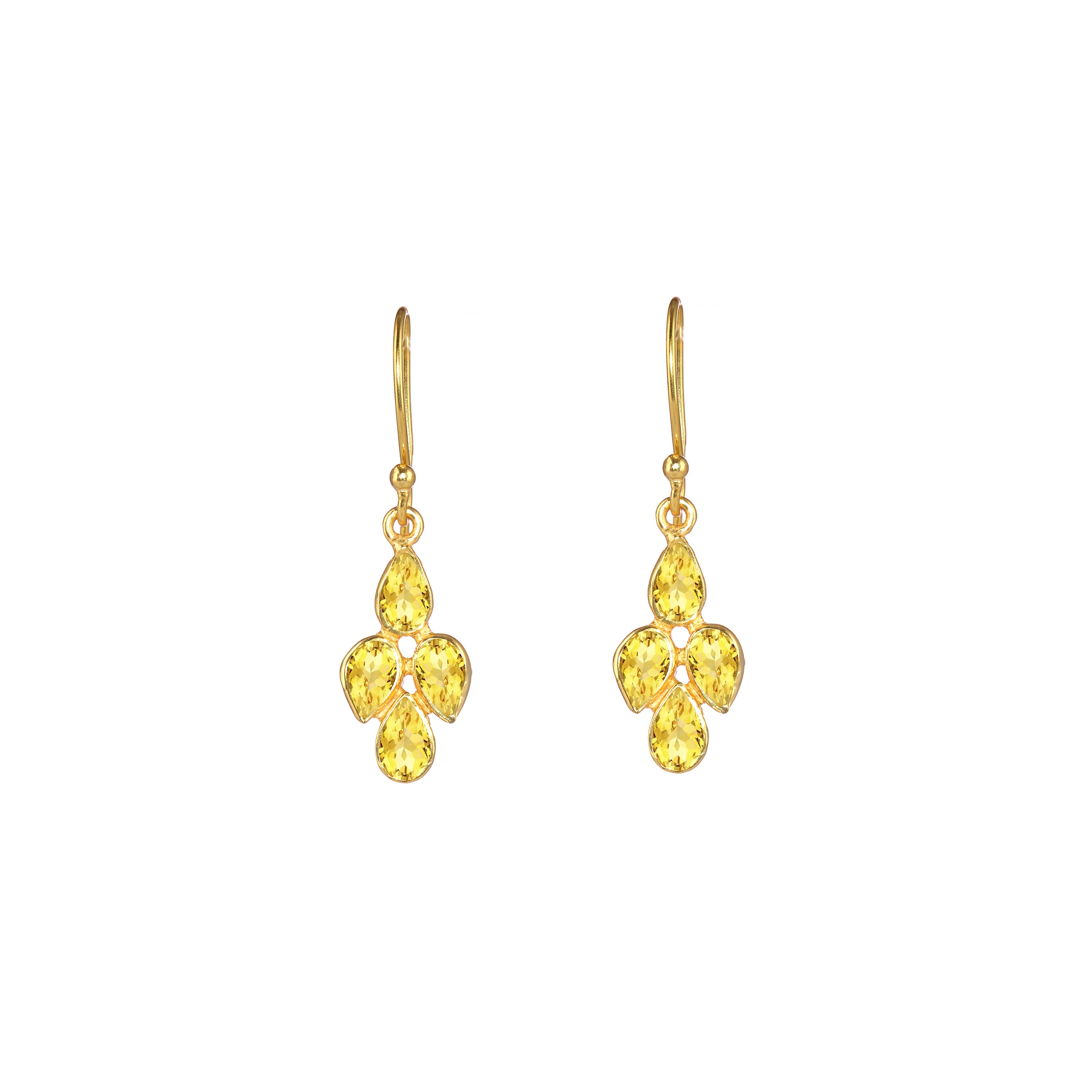 Little Raindrop in Citrine in Citrine, gold plated, handcrafted gemstone earrings Singapore