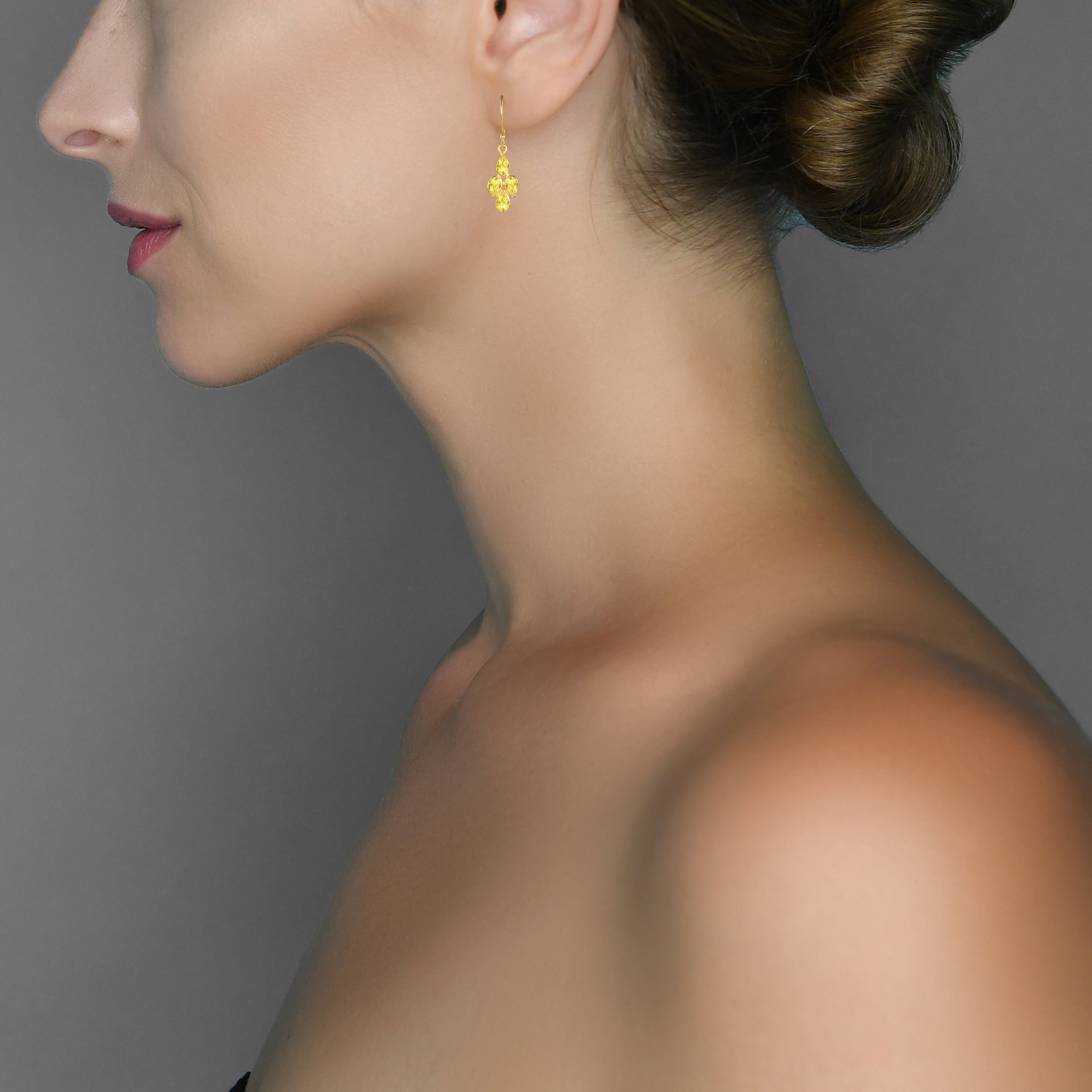 Little Raindrop in Citrine in Citrine, gold plated, handcrafted gemstone earrings Singapore