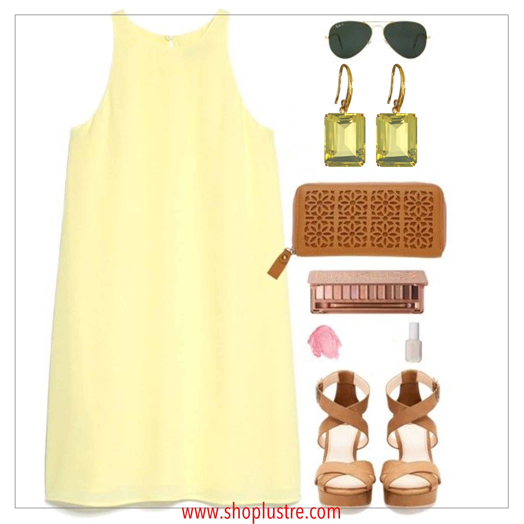 Emerald Cut Lemon Quartz Drop Earrings