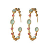 Earrings - Aqua Chalcedony & Ruby Hoops