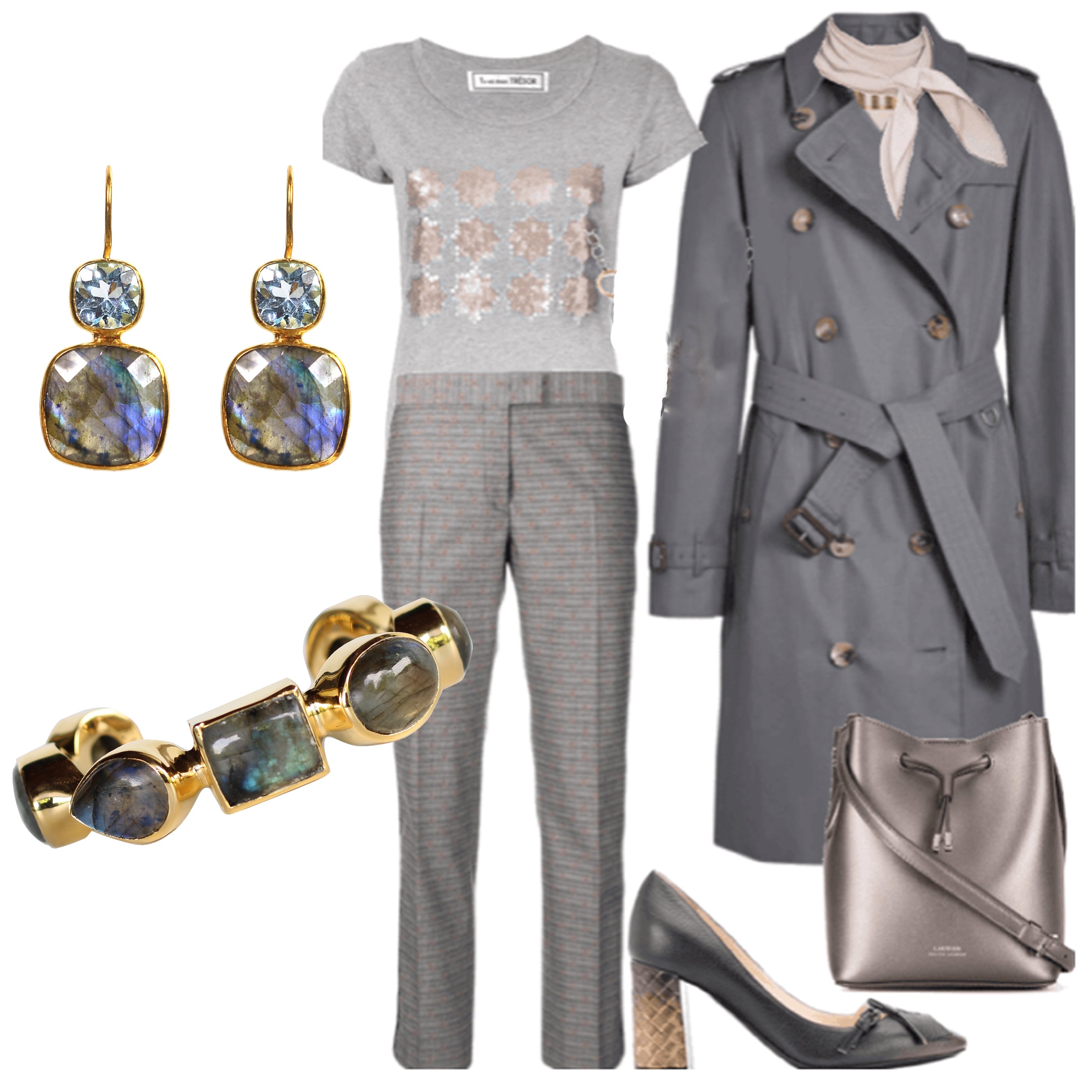 Labradorite and Blue Topaz Drop Earrings in Labradorite, gold plated, handcrafted gemstone earrings Singapore