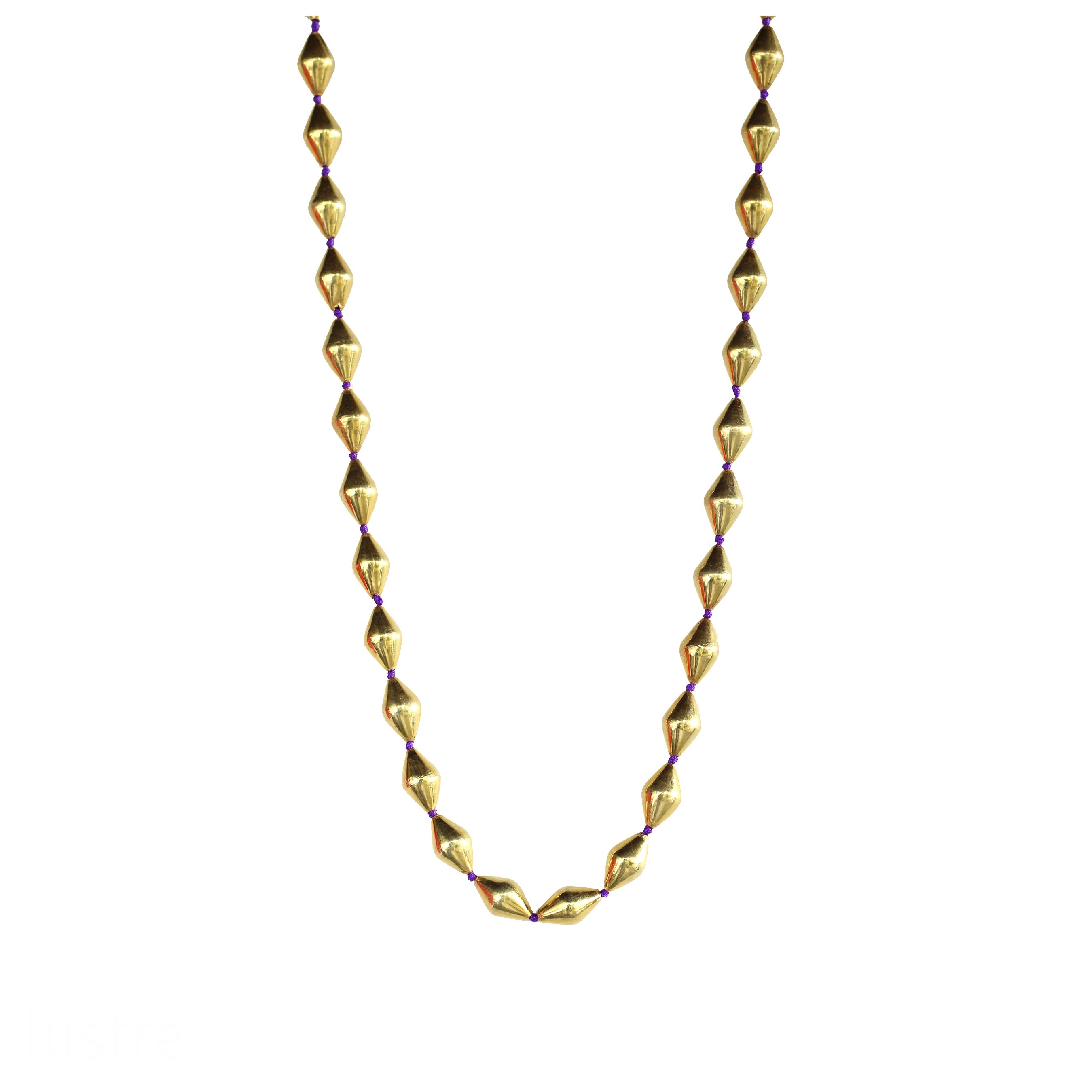 Gold Dholki Bead Necklace — Purple Thread, gold plated, handcrafted gemstone necklace Singapore