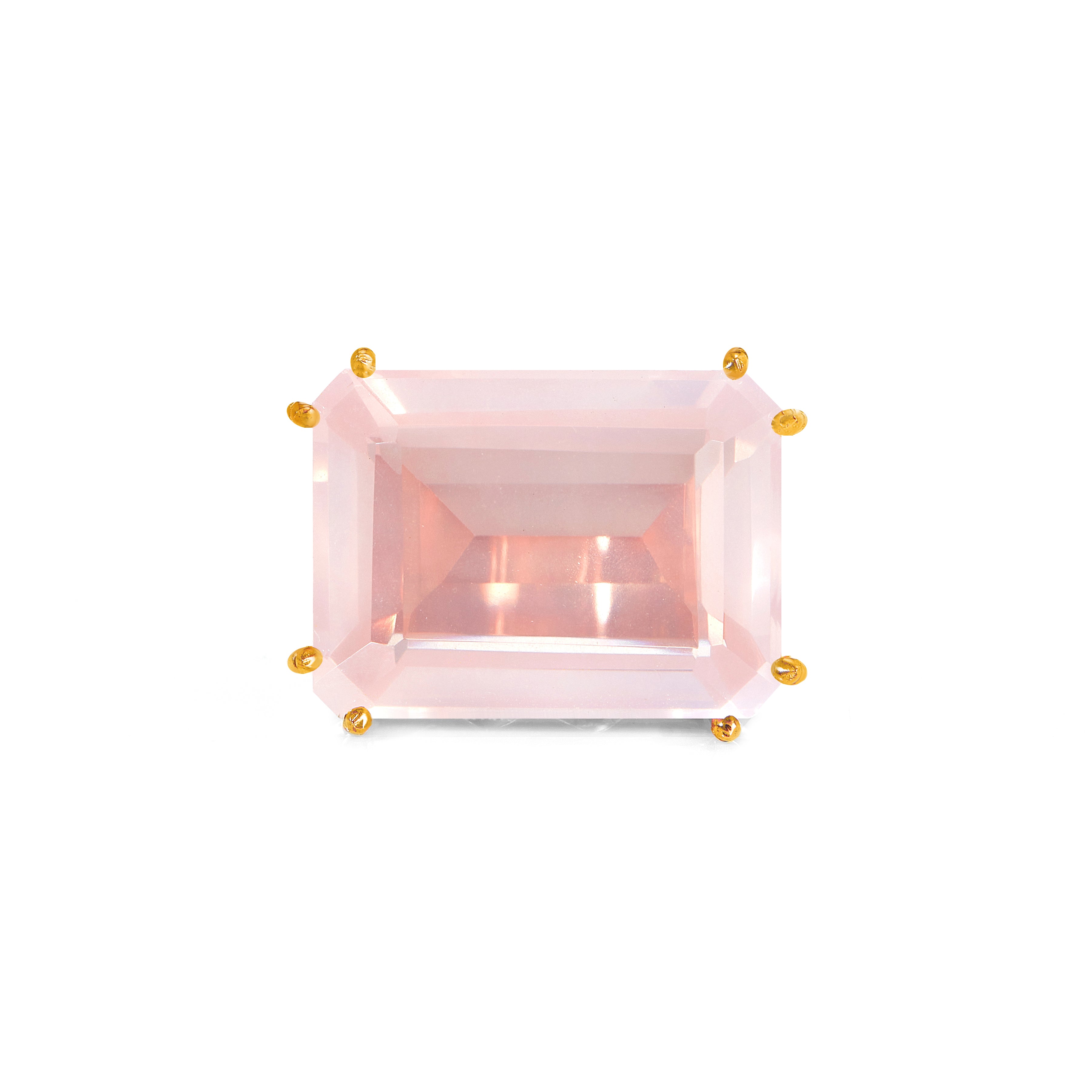 Rose Quartz Cocktail Ring in Rose Quartz, gold plated, handcrafted gemstone rings Singapore