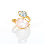 Ring - Rose Quartz & Blue Topaz