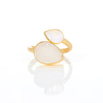 Ring - White Agate Druzy & Moonstone