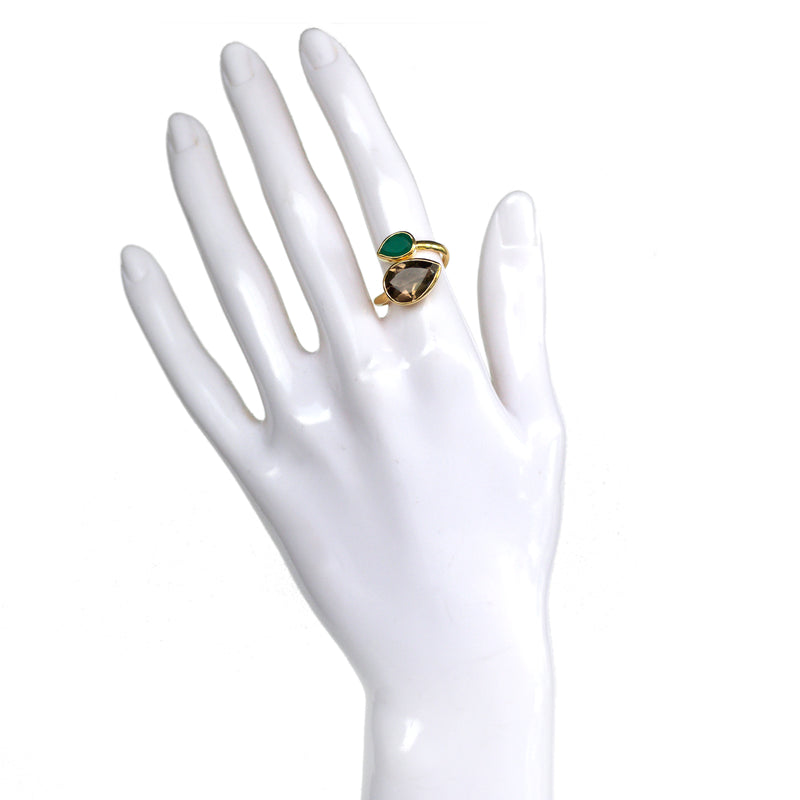 Ring - Smoky Quartz & Green Onyx