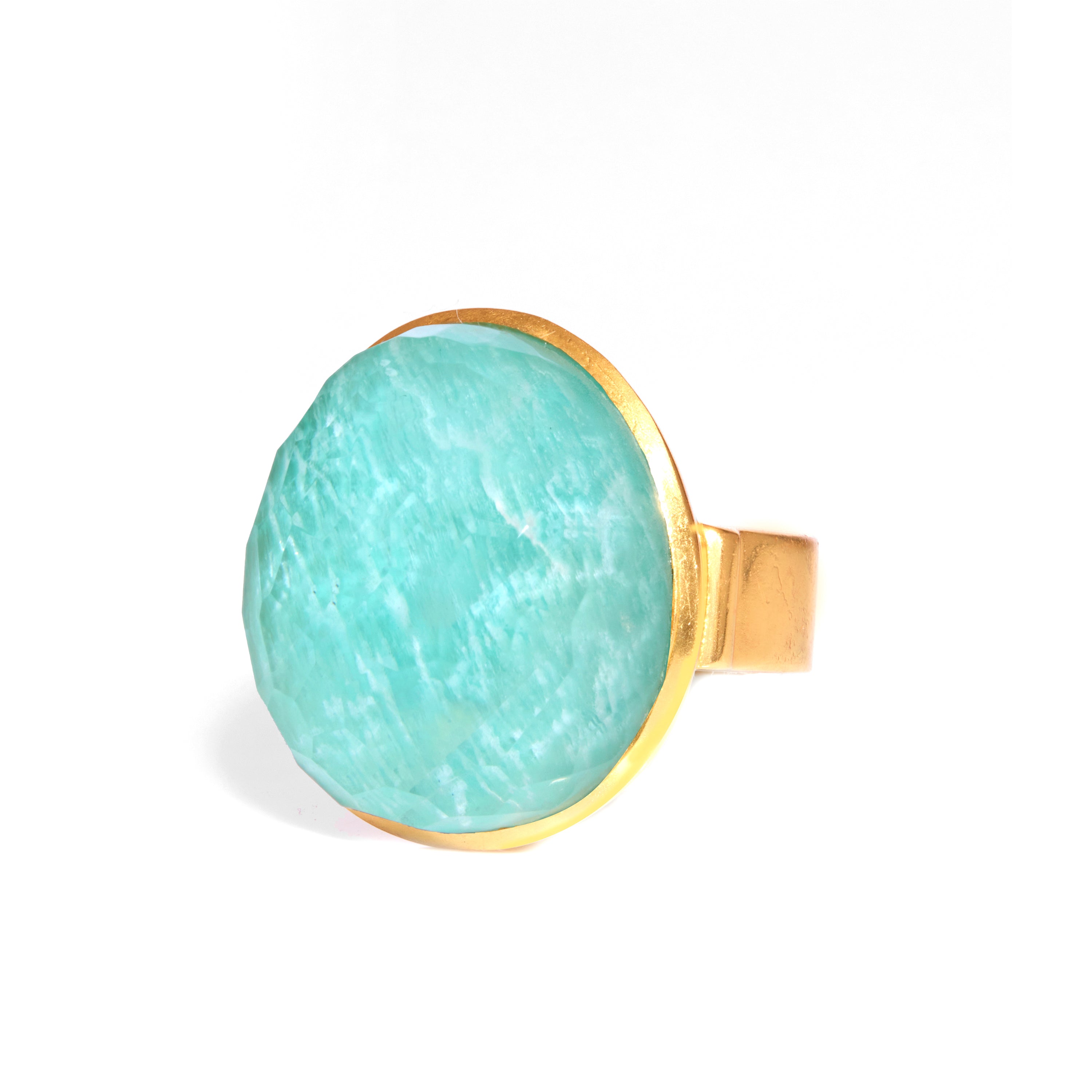 Gumdrop Ring in Amazonite in Amazonite, gold plated, handcrafted gemstone rings Singapore