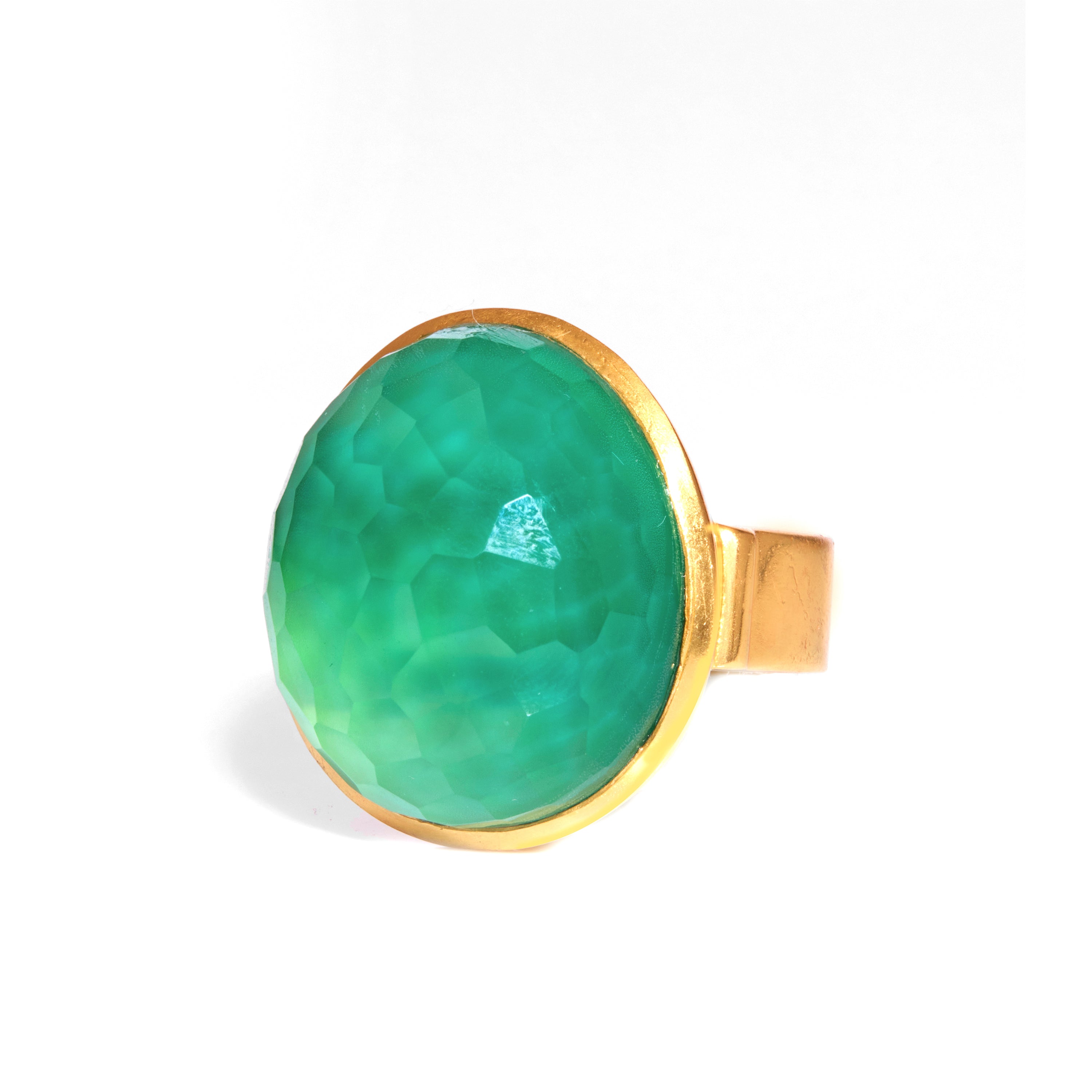Gumdrop Ring in Green Onyx in Green Onyx, gold plated, handcrafted gemstone rings Singapore