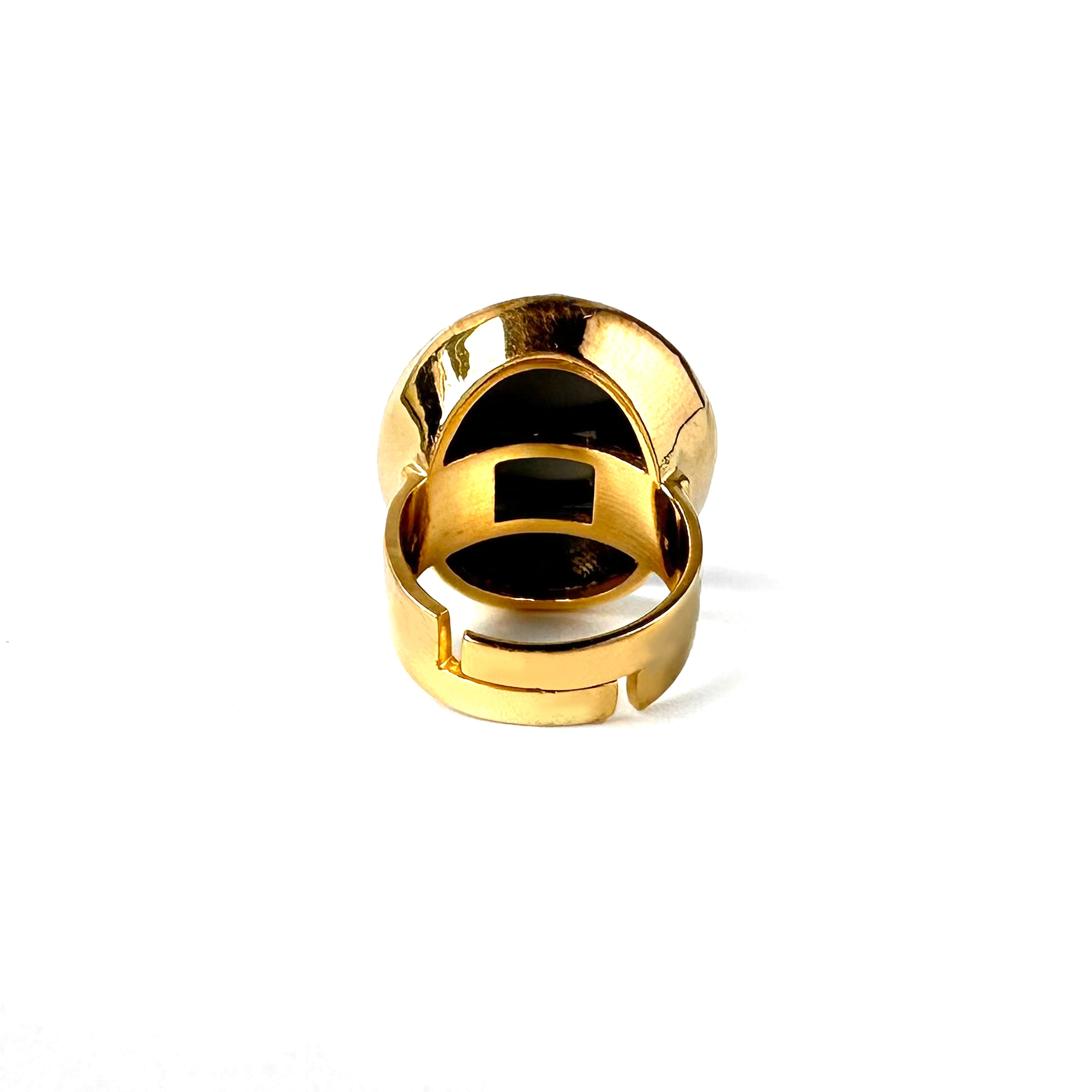 Gumdrop Ring in Mother of Pearl in Nacre, gold plated, handcrafted gemstone rings Singapore