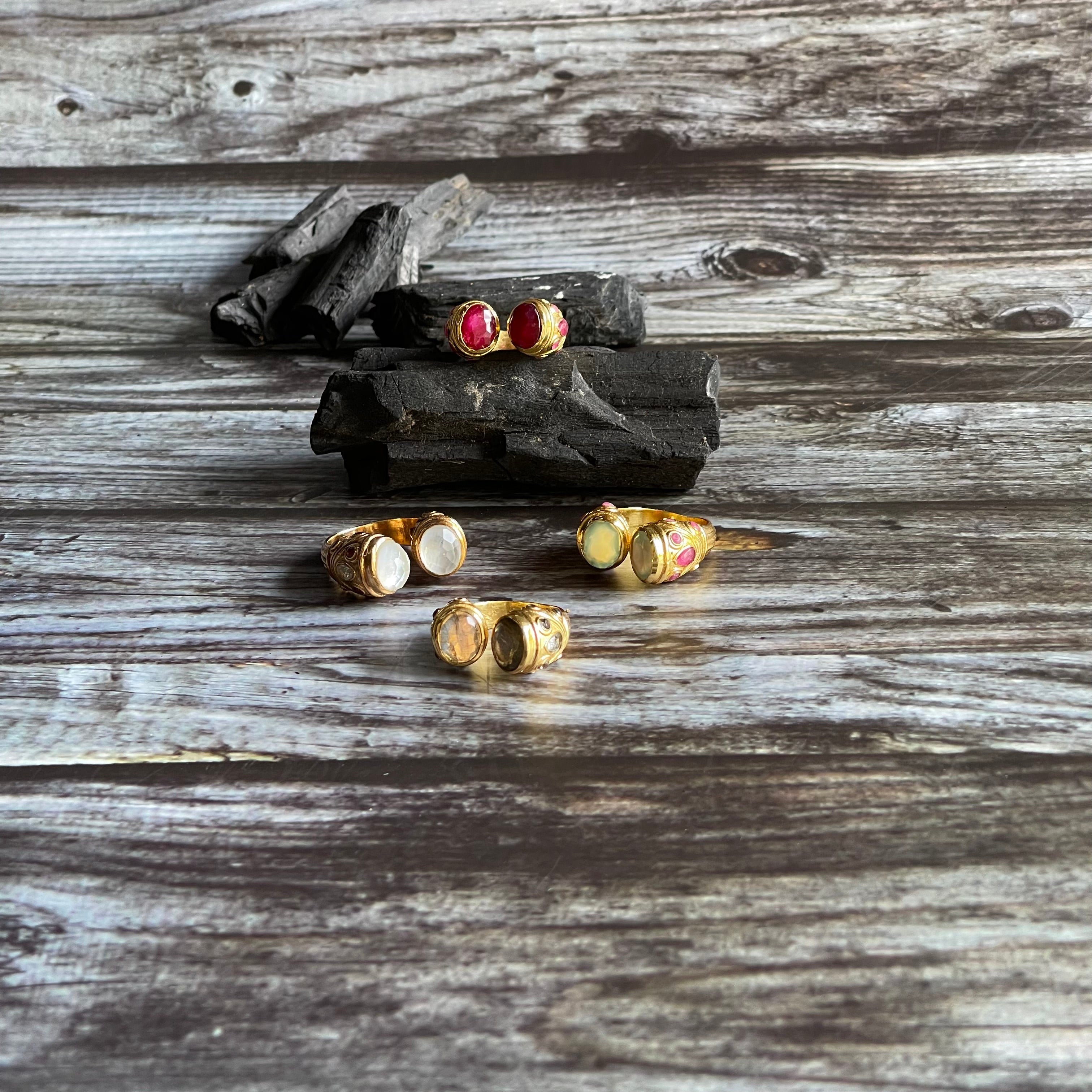 Constantinople Ring in Ruby in Ruby, gold plated, handcrafted gemstone rings Singapore