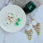 Earrings - Emerald cut Chalcedony drop