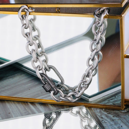 Necklace - DNA Silver with Oxidized clasp