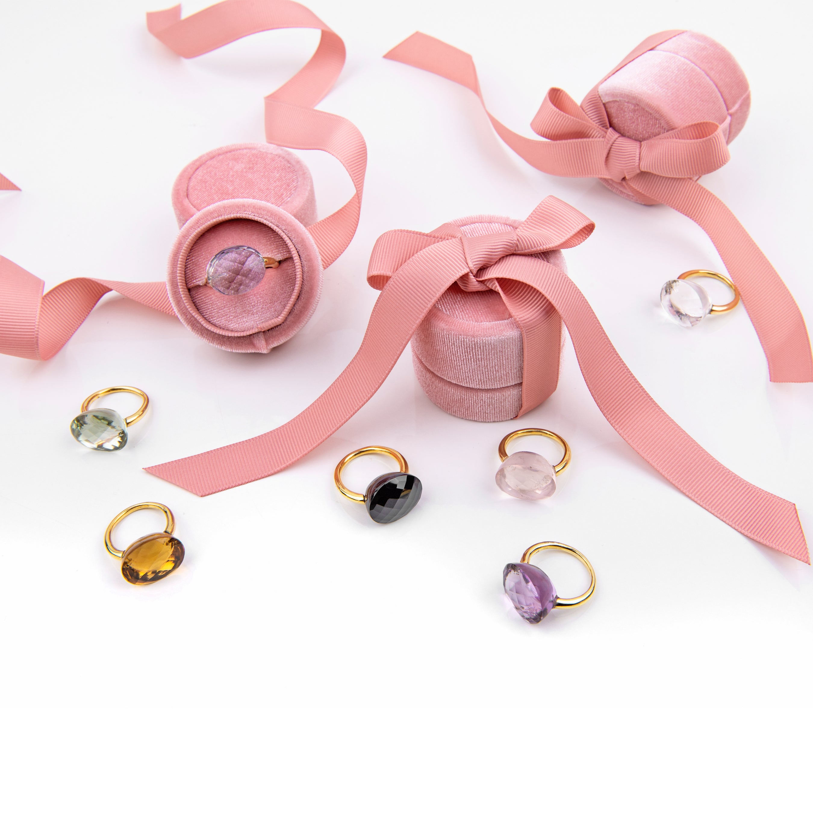 Jujube Ring in Rock Crystal in Rock Crystal, gold plated, handcrafted gemstone rings Singapore