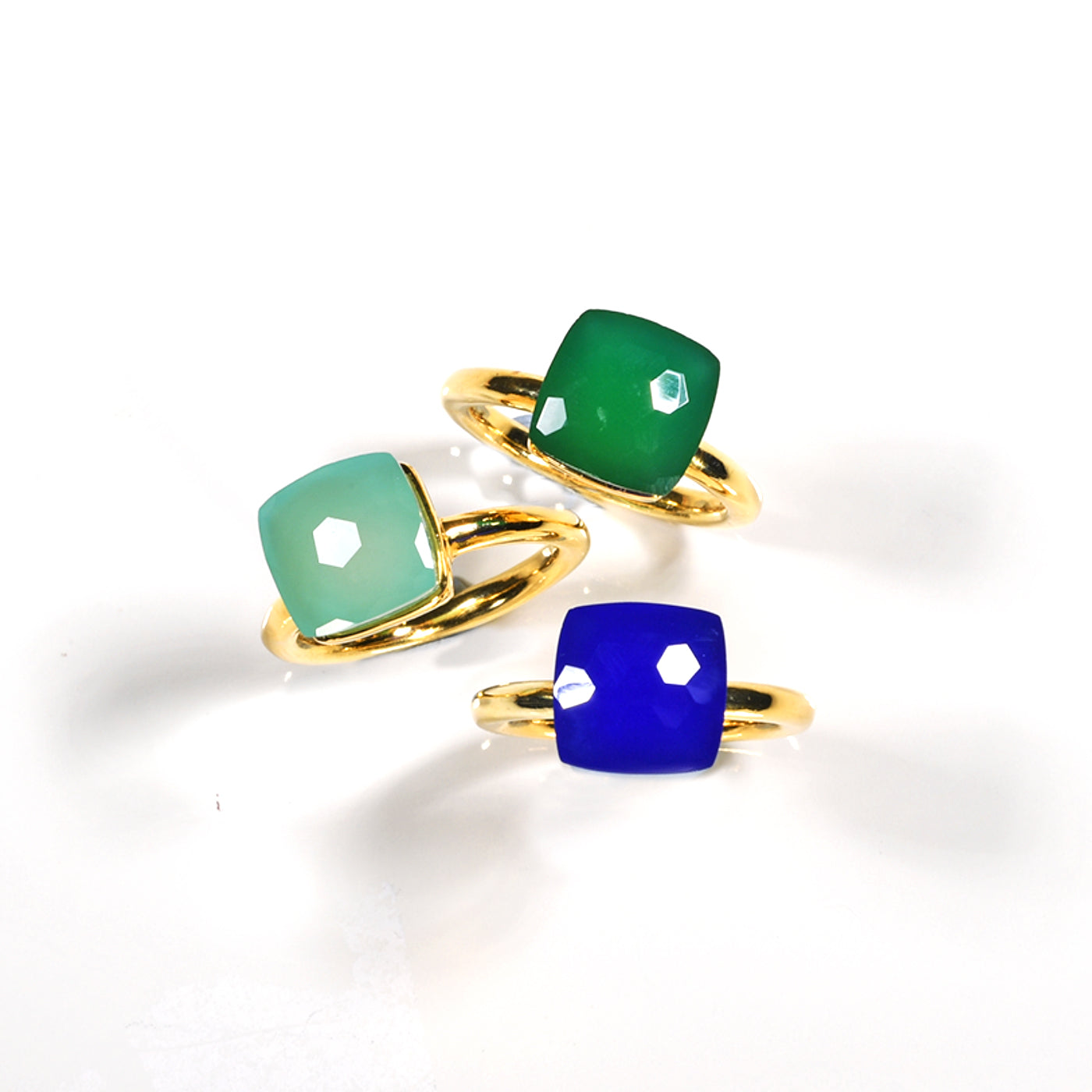 Naked Ring in Blue Chalcedony in Blue Chalcedony, gold plated, handcrafted gemstone rings Singapore