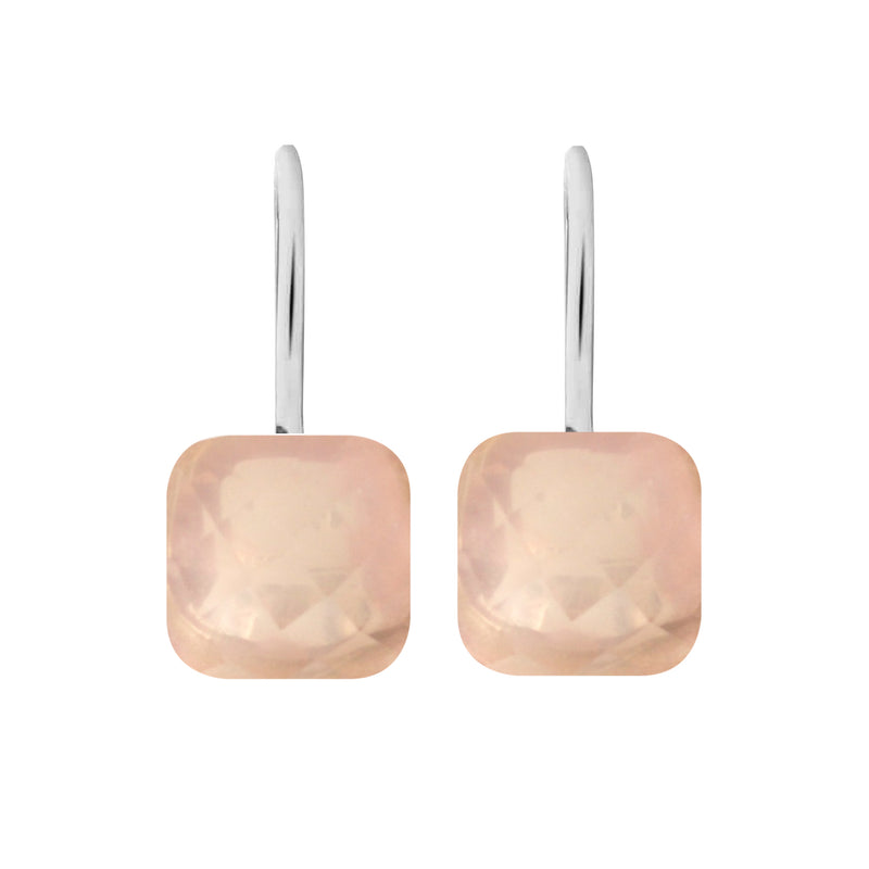 Earrings - Naked 2 in Rose Quartz - Rhodium