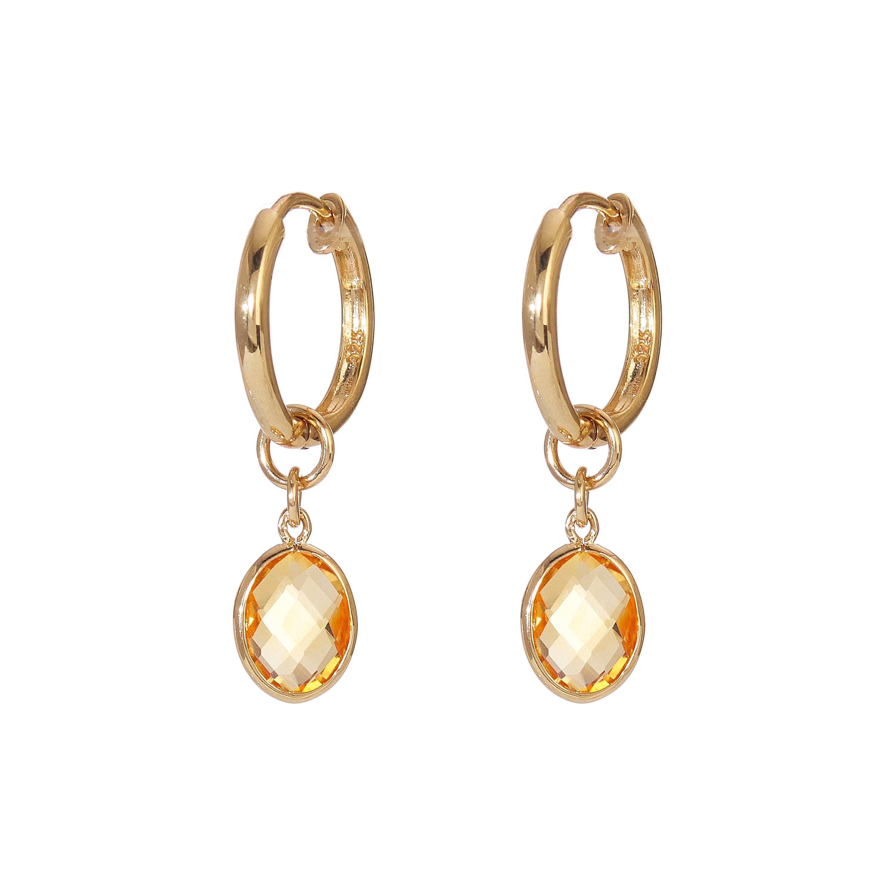 Piccolo Hoop Earrings in Citrine in Citrine, gold plated, handcrafted gemstone earrings Singapore