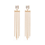 Earrings - White Topaz with Gold Ear Jacket