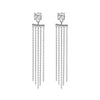 Earrings - White Topaz with Rhodium Ear Jacket