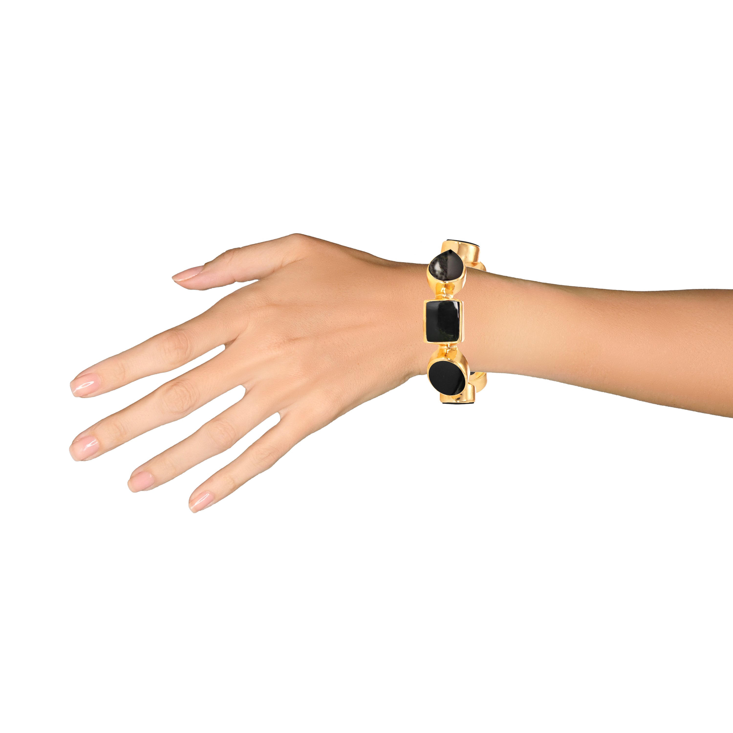 Single Line Cuff in Black Agate