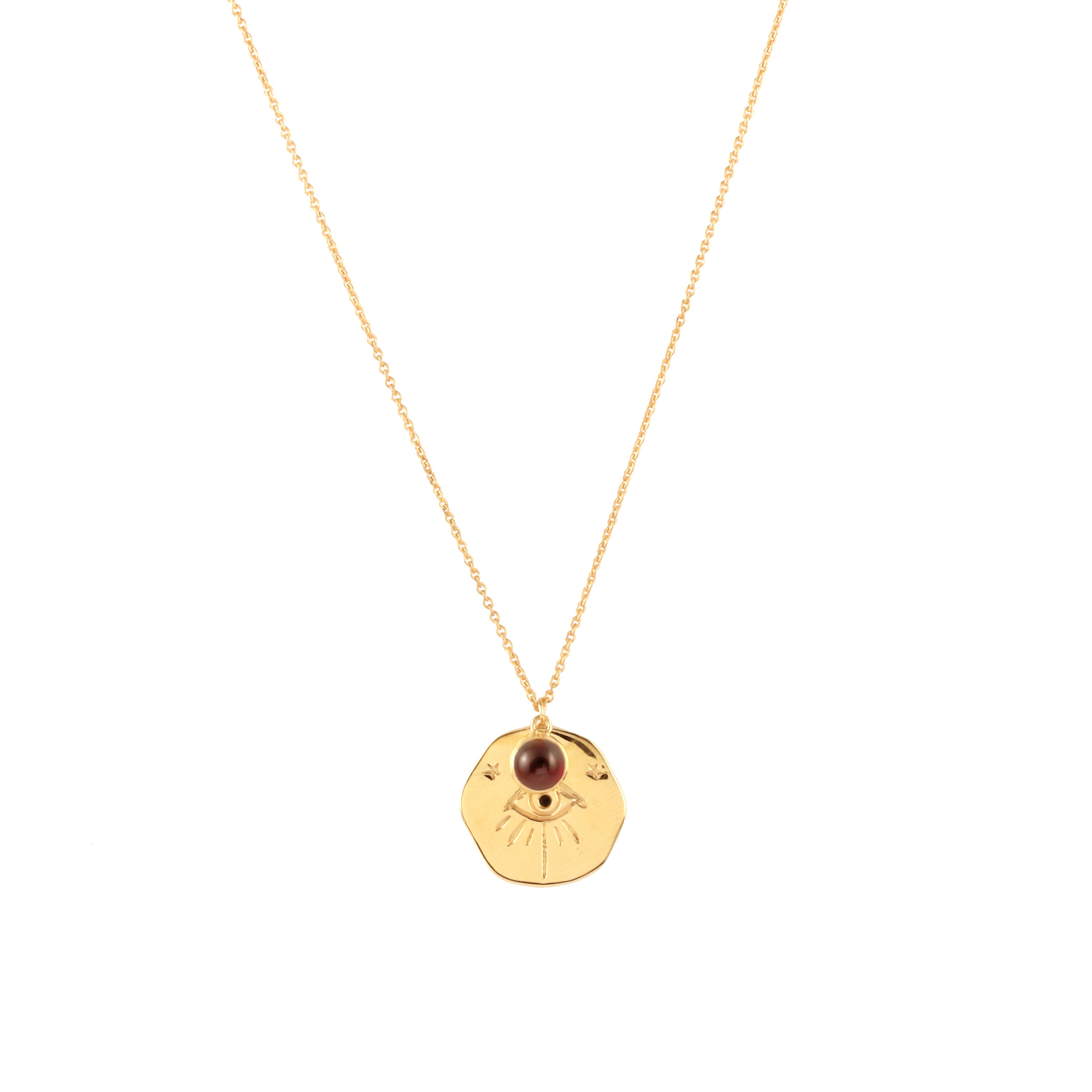 Talisman Birthstone January, gold plated, handcrafted gemstone necklace Singapore