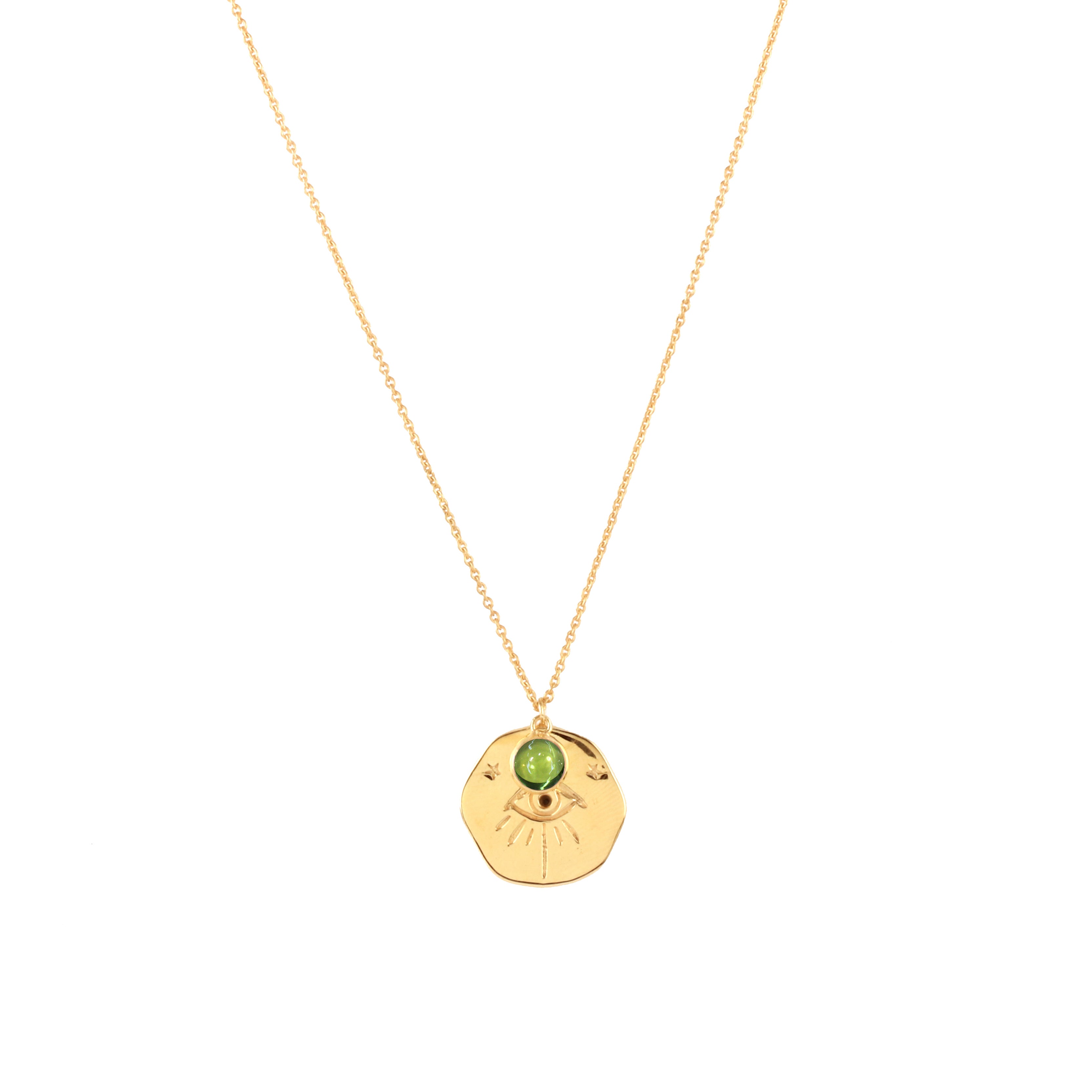 Necklace - Talisman Birthstone August in Peridot, gold plated, handcrafted gemstone necklace Singapore