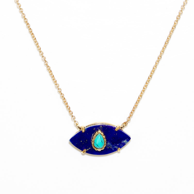 Necklace - Lapis & Turquoise Evil Eye