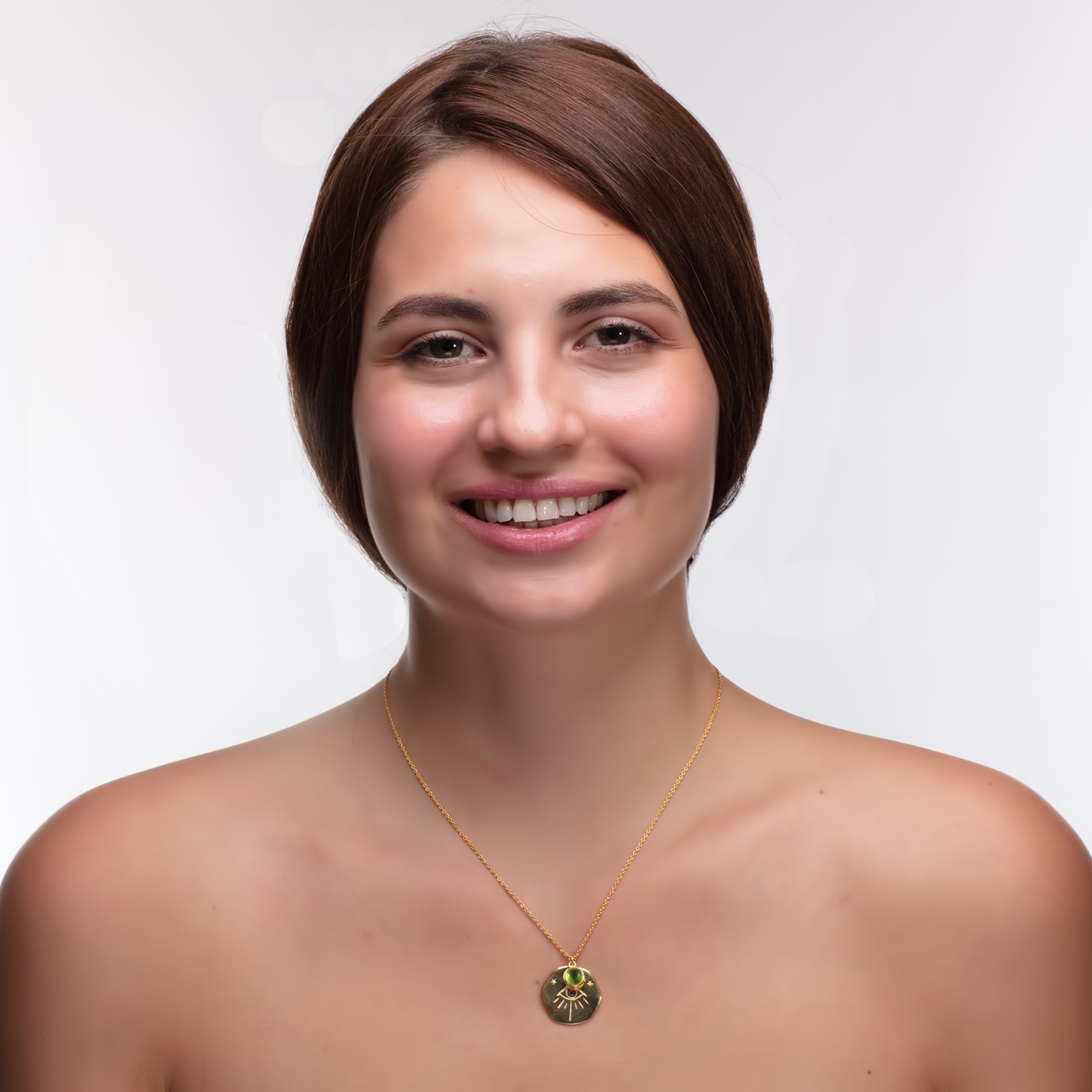 Necklace - Talisman Birthstone August in Peridot, gold plated, handcrafted gemstone necklace Singapore