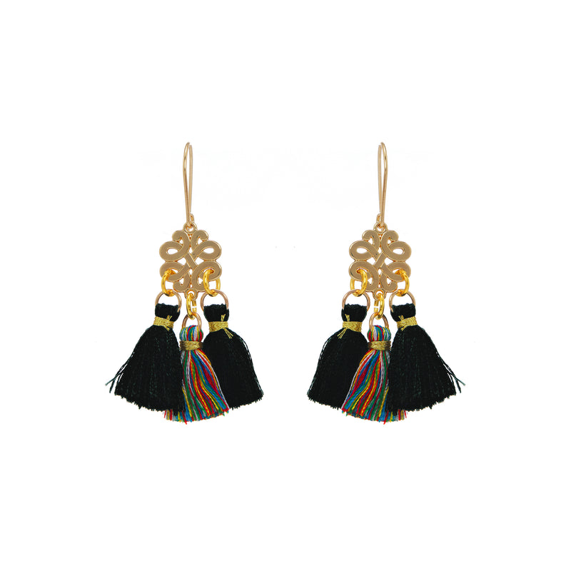 Earrings - Mini Tassel - Tropical Midnight