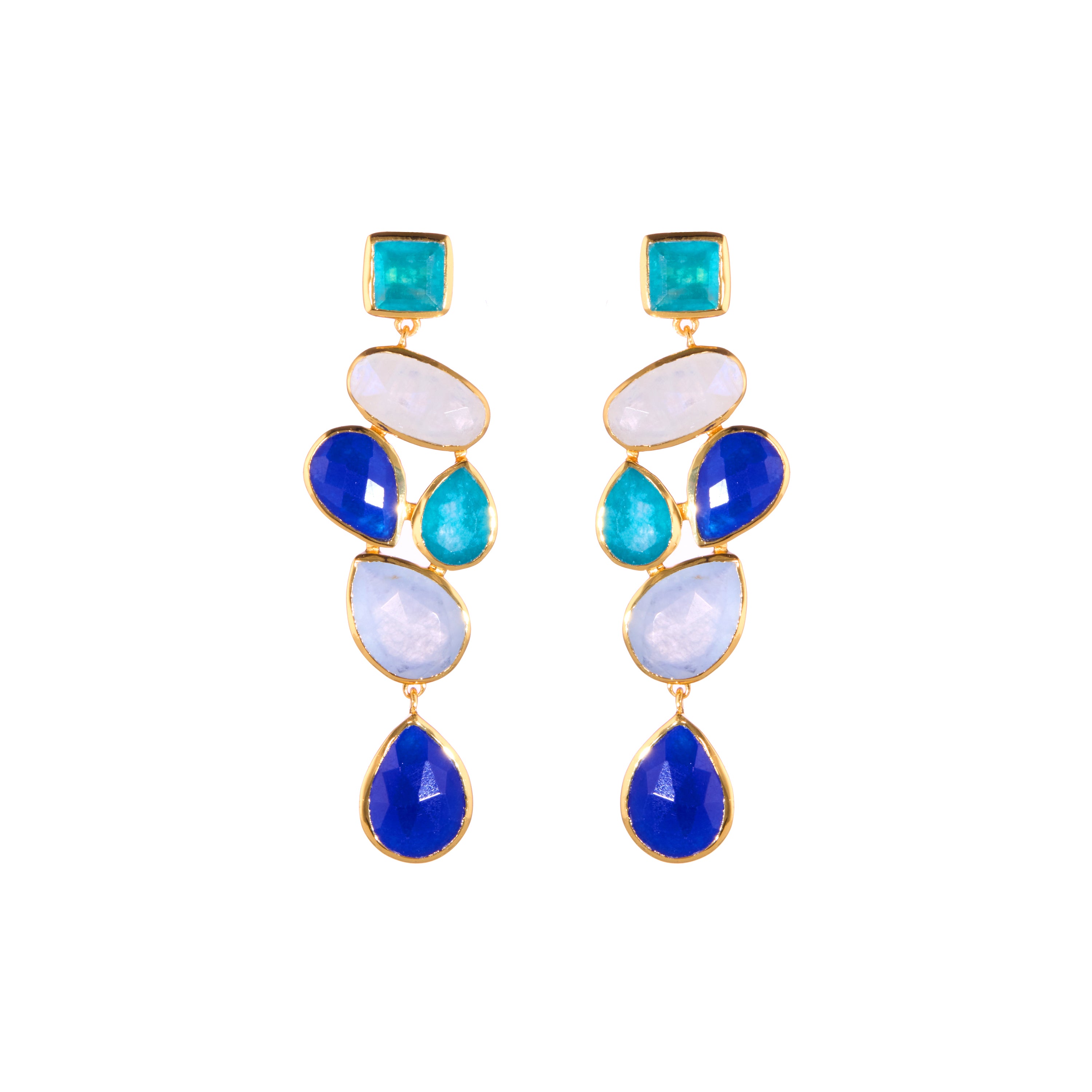 Chandelier Earrings in Blues