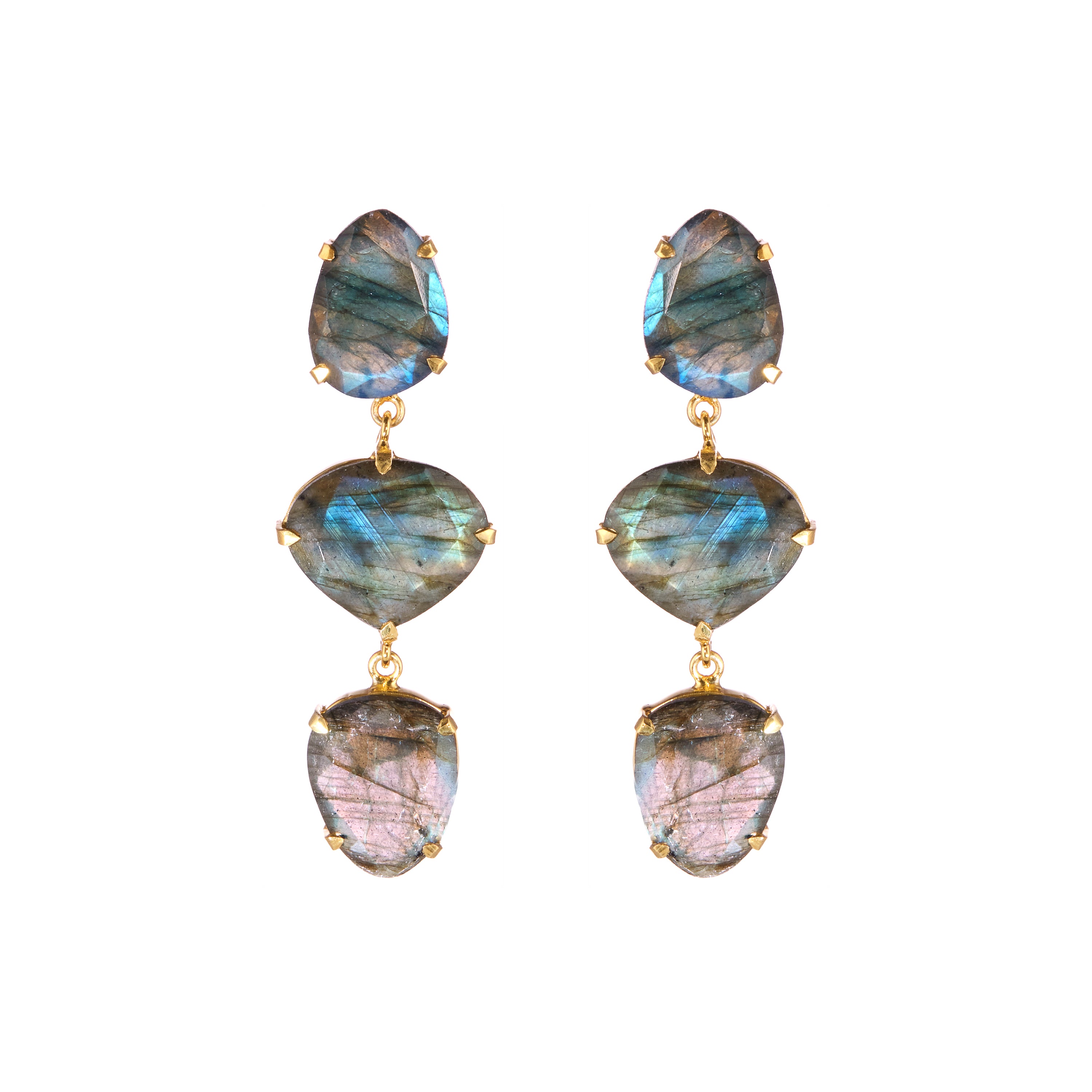 Labradorite Trio Drop Earrings