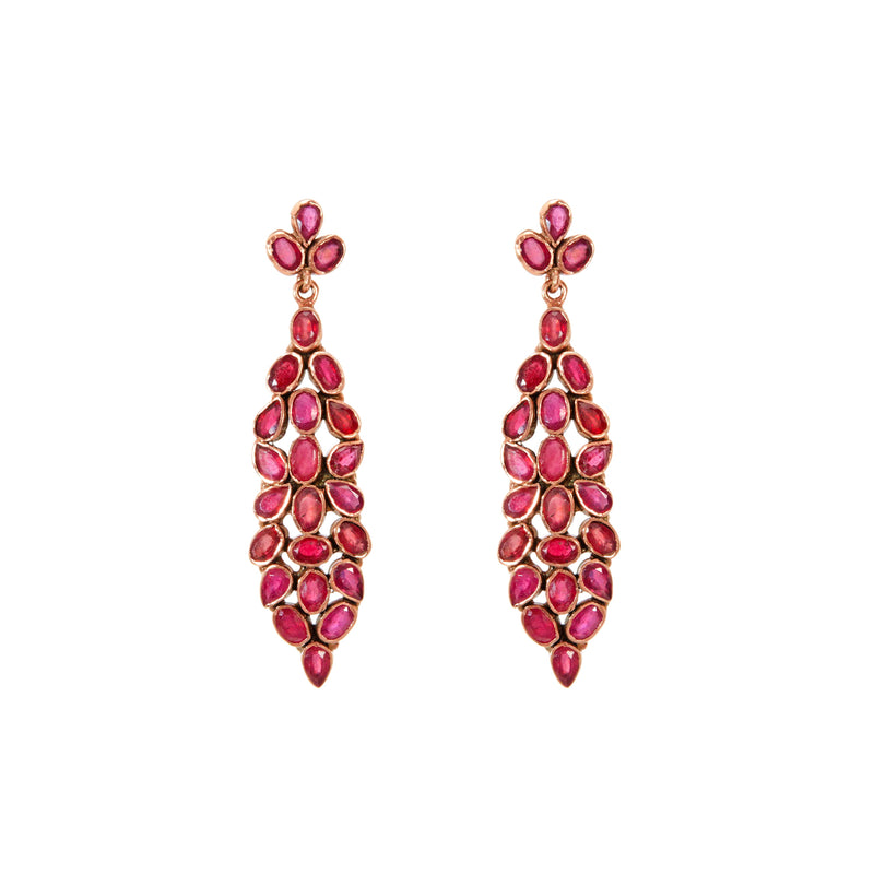 Earrings - Ruby Leaf