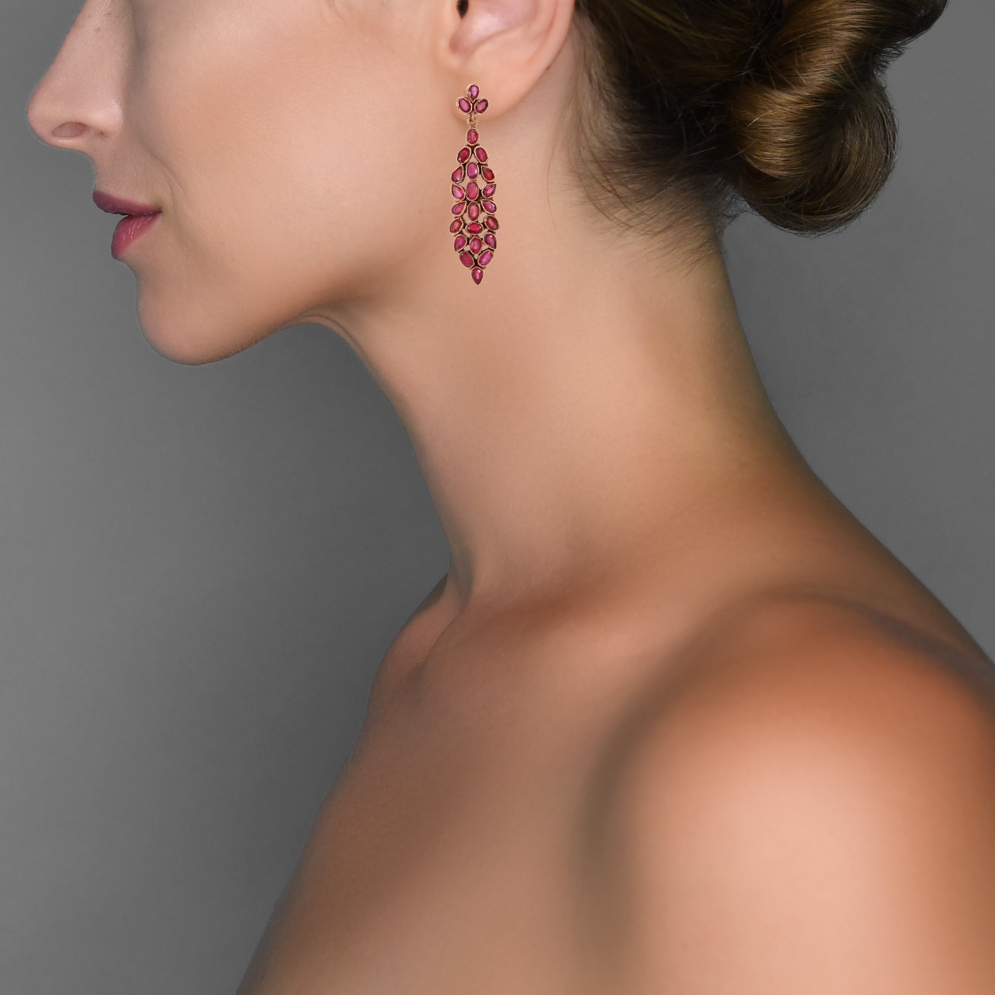 Ruby Leaf Earrings