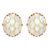 Earrings - Moonstone & Ruby Globes