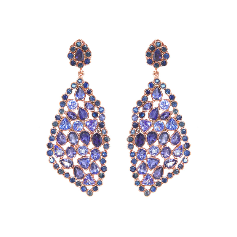 Earrings - Free Form Tanzanite & Sapphire Earrings