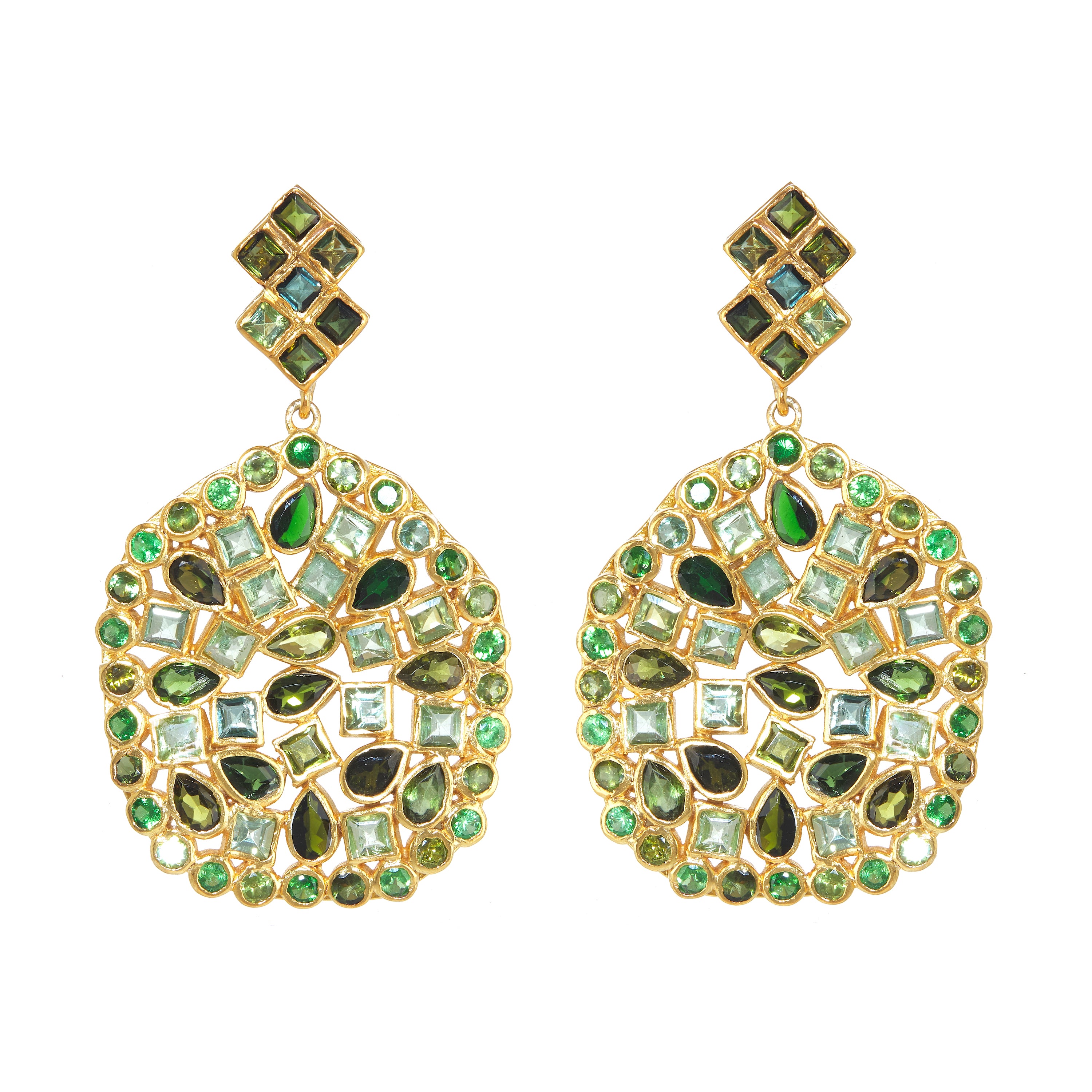 Free Form Green Tourmaline Earrings